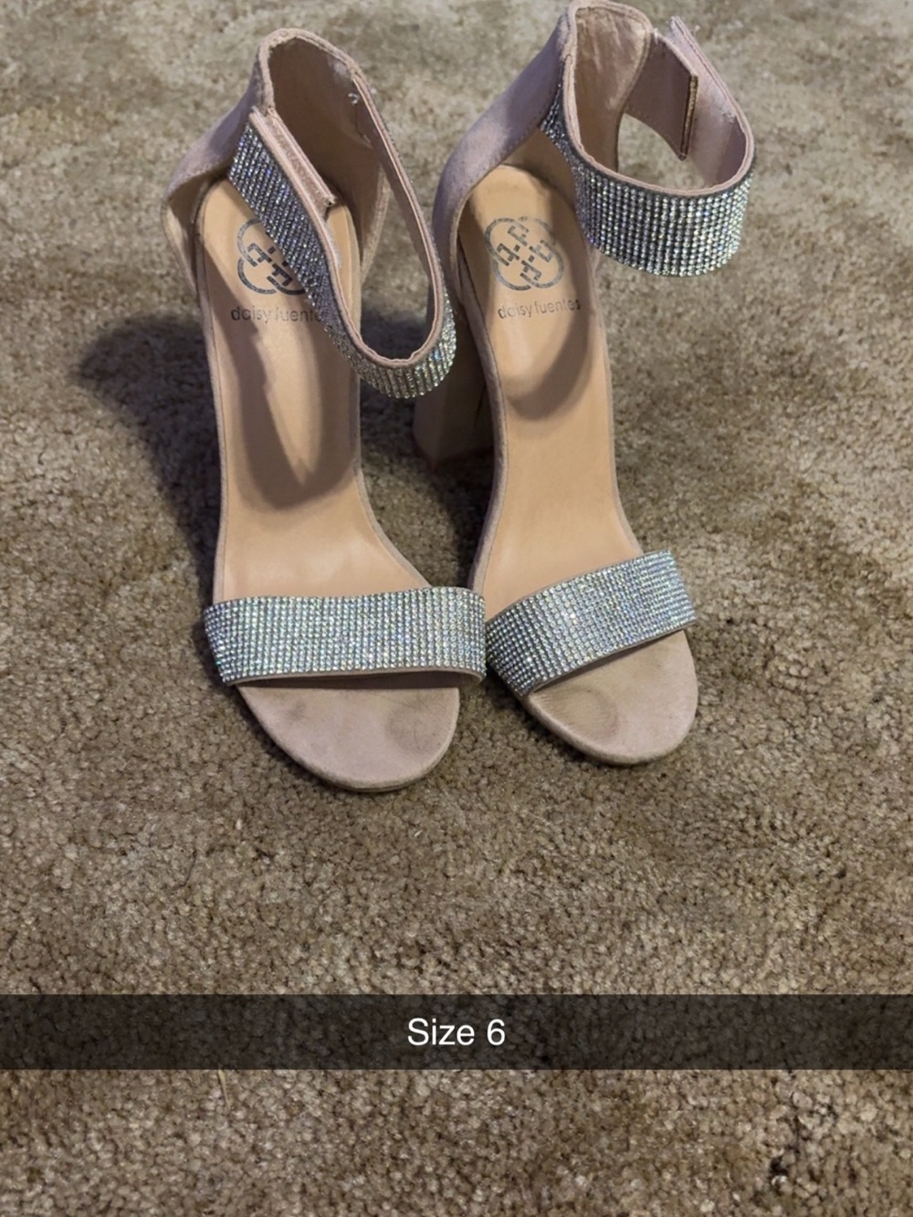City Studio Blush Crystal Ankle Strap Block Heels